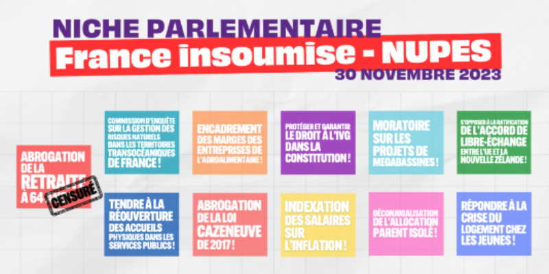Niche parlementaire de la France Insoumise @ Assemblée nationale | Paris | Île-de-France | France
